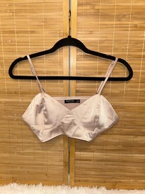 Nasty Gal satin corset crop top light gold tan woman’s size 0